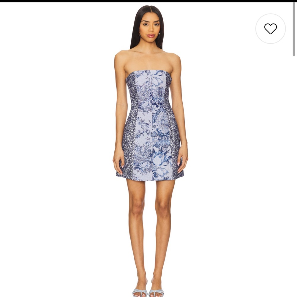 Alice + Olivia Violet Strapless Dress in Blue Multi